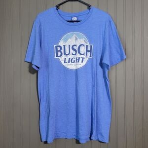 Brew City Brand Busch Light T-Shirt Short Sleeve Large Logo Blue Men's XL